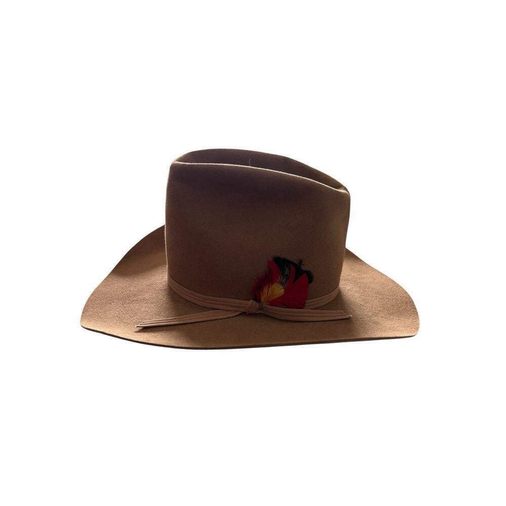 Bailey Regal Brown Felt Cowboy Hat with Feathers Size 7 Vintage Excellent Cond